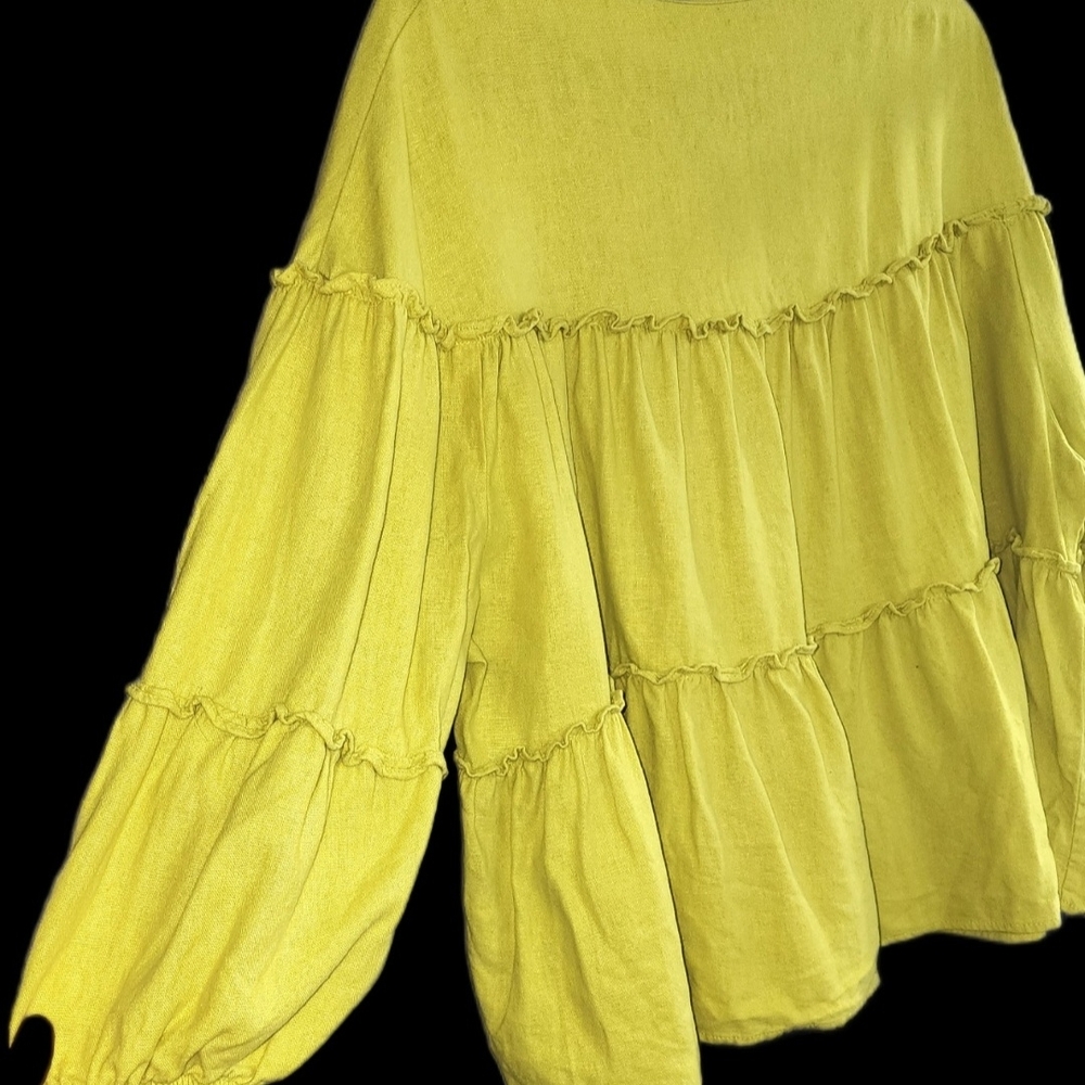 Yellow Ruffled Women's Top - Picture 4 of 10